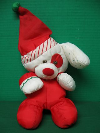 Fisher Price Puffalumps 1991 Red Christmas Puppy Dog 8126 Plush Toy 11 "