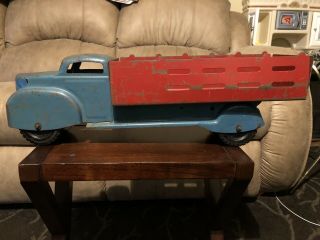 Marx Vintage Pressed Steel Farm Delivery Stake Toy Truck Usa