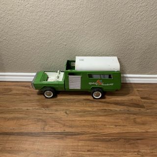Vintage 70s Buddy L Riding Academy Horse Hauler Truck Lime Green & White 18 "
