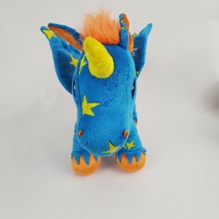 Neopets Unicorn 2008 Blue And Orange With Yellow Horn & Stars Angle Wings 13 "
