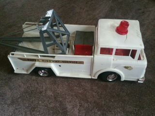 Vtg 1960s Big Bruiser Highway Service Wrecker Tow Truck By Marx Toys