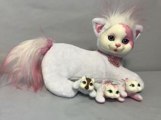 Adorable Just Play Kitty Surprise White Mama Cat Plush Pink Ears 3 Kittens 1 Boy