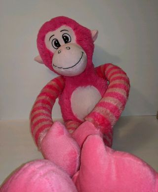 Toy Factory 30 Inches Tall Plush Monkey Pink Stripped Soft Stuffed Animal Jungle
