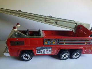 Tonka Fire Truck Mighty Extending Ladder Red 2 1970s Red Pressed Metal Vtg