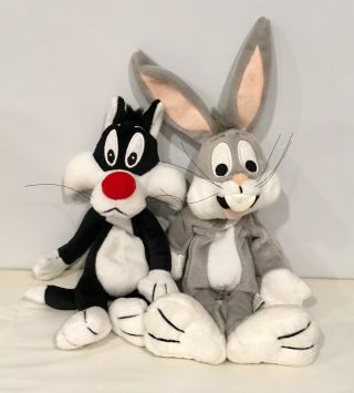 Set Of 2 Warner Bros.  Looney Tunes Bugs Bunny And Sylvester Bean Bag Plush