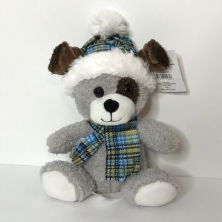 Hugfun Grey Dog Plush Stuffed Animal Hat Scarf 7.  5 Inch Walmart