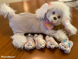 Vintage Hasbro Puppy Surprise 1992 White & Lavender Poodle With 4 Puppies