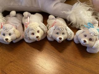 Vintage Hasbro Puppy Surprise 1992 White & Lavender Poodle With 4 Puppies 2