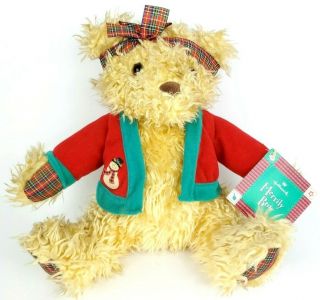 Hallmark Merrily Bear Girl Plaid Christmas Teddy Bear Plush With Tags