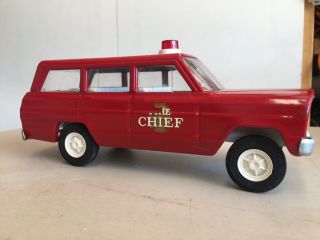 Tonka Fire Chief Jeep Wagoneer 1960s Metal Toy Vehicle Red