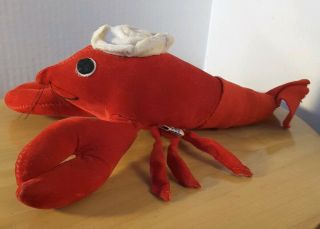 Vintage 1950s Plush Felt Dakin Dream Pets Red Lobster W/sailor Hat Sea Creature