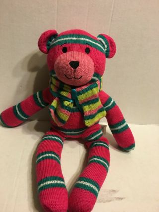 Dan Dee Pink Striped Sock Bear 18 " Plush Stuffed Animal