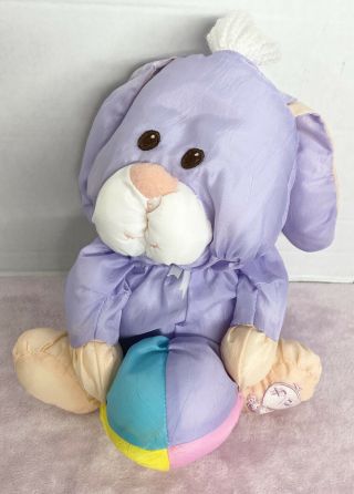 Fisher Price 1988 Puffalump Easter Bunny Plush 9 " Purple Nylon Rabbit Egg
