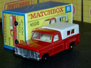 Matchbox Lesney Ford Pick Up Truck Silver Grille & Top 6 D2 Sc4 Nm & Crafted Box