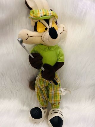 Wile E Coyote Looney Tunes Plush Golfer Plaid Shorts Hat Golf Club 2003 Nanco