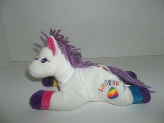 Lisa Frank White Lollipop Horse Pony With Purple Mane Bean Bag Plush