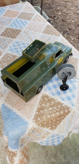 Vintage 1950’s Marx Lumar Utility Service Truck With Cable Real Trailer