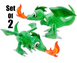 (set Of 2) 30  Friendly Fire Green Dragons Inflatable - Inflate Party Decoration