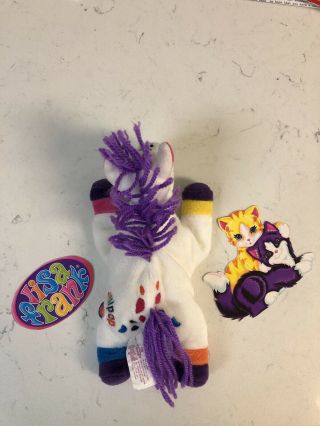 Lisa Frank white lollipop horse pony with purple Yarn mane bean bag plush 2