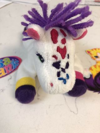 Lisa Frank white lollipop horse pony with purple Yarn mane bean bag plush 3