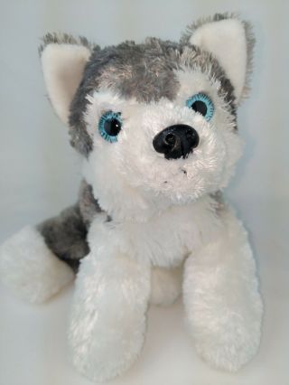 Aurora Husky Floppy Plush Blue Eyes Beanbag Stuffed Animal Wolf Puppy 12 "