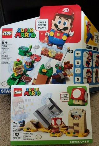 Lego Mario Starter Course 71360 With Monty Mole & Mushroom 40414