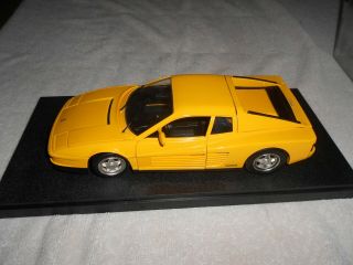1/18 Scale Hot Wheels Elite Ferrari Testarossa Yellow W/ Black Interior Italian