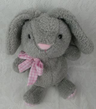 Animal Adventure 2019 Bunny Rabbit Grey Gray Pink Gingham Bow 10 " Plush Stuffed