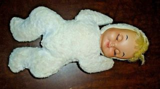 14 " Vintage Rushton Star Creation Rubber Face Baby Doll Sleeping White W/ Chime