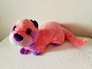 Wild Republic Sea River Otter 14 " Plush Stuffed Animal Pink Purple Bow Glitter