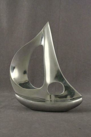 Vintage Metalware Cast Aluminum Metal Sailboat Sailing Boat Ship Sculpture