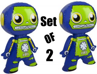 (set Of 2) 24 " Blue Robots Inflatable Space/future Inflate Toy Party Decoration