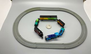 Micro Machines Power Sound Steam Trains Set Of 6 W/10 Tracts,  Rare 1990 Galoob