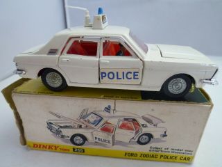 Vintage Dinky Toys 255 Ford Zodiac Police Car Issued 1967 - 71