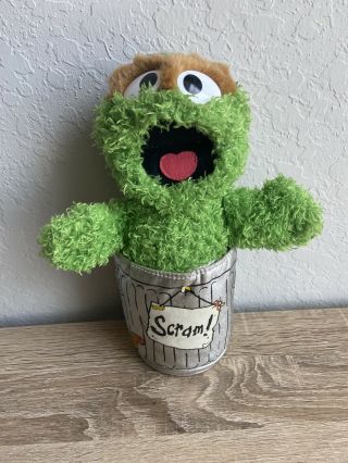 Sesame Street Oscar The Grouch In Trash Can “scram” Gund,  Inc.  10 " Plush