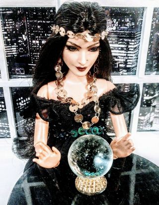 Ooak 1/6 Scale Barbie Size Fortune Teller Crystal Ball And Jewelry Set