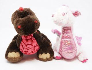 2 Ganz Webkinz Plush Stuffed Animals Cocoa Dino And Pink Whimsy Dragon
