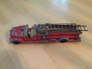 Vintage Hubley Kiddie Toy 520 Ladder Fire Truck Long w Box 2
