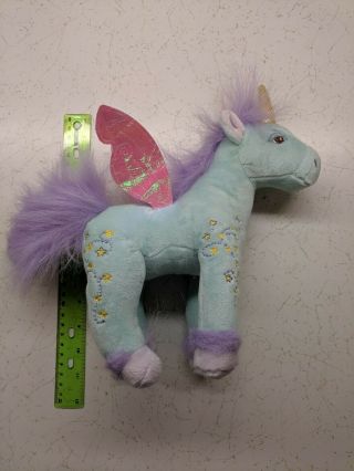 Blue Pegasus Unicorn Pony Plush 11 " Purple Hair,  Pink Wings,  Gold Horn Read