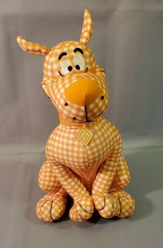 The Toy Factory Scooby Doo Orange White Gingham Check Plush Dog Stuffed Animal