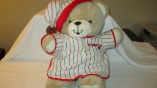 Vtg Humfrey Teddy Bear Large Plush Tan Christmas Pajamas Striped Large 18 "