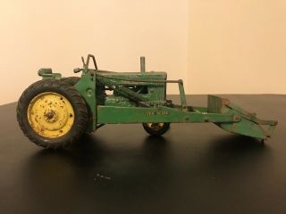 Vintage John Deere Tractor W/ Loader Die Cast Metal Toy 1950s Ertl