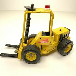 Vintage 1970s Tonka Yellow Pressed Steel Pivoting Forklift - Complete &