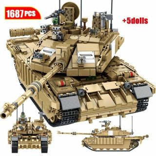 1687pcs Military Challenger 2 Main Battle Tank Model Building Blocks