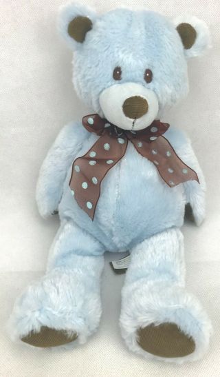 Blue Beary Baby Teddy Bear W/ Polka Dot Bow Plush - First & Main
