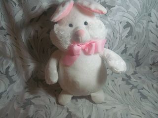 Large Plush Light Up Bunny Rabbit Stuffed Animal White Pink Bow 14 "