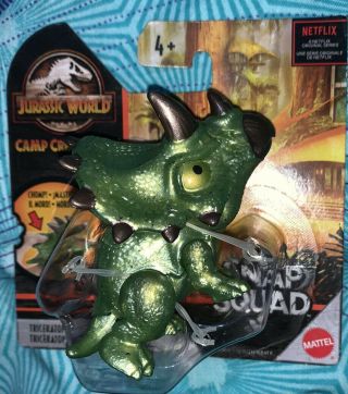 2020 Jurassic World Snap Squad Shiny Green Triceratops Camp Cretaceous Collector