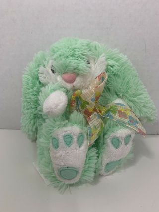 Kids Of America Green White Plush Easter Bunny Rabbit Floral Bow Footprints