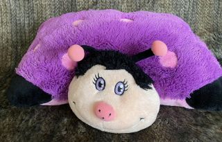 Pillow Pets 18” Large Stuffed Animal Dreamy Ladybug Purple & Pink Soft Pillow