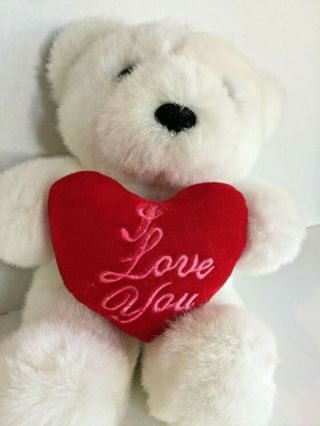 Valentine Teddy Bear Holding A Plush " I Love You " Heart: Euc: 10 " : Adorable